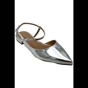 Aldo Women's Sarine Strappy Pointed Toe Flats Metallic Silver - Medium